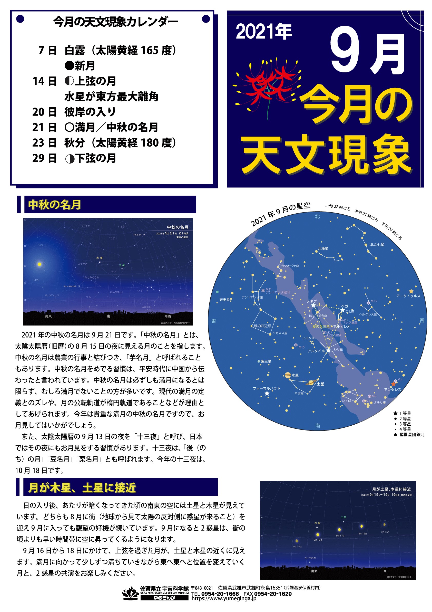 佐賀県立宇宙科学館　9月の天文現象