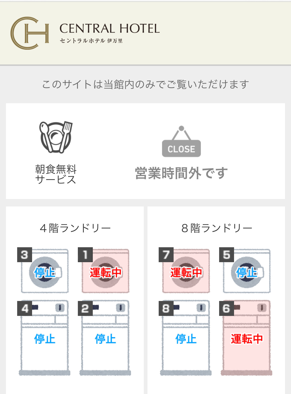 ランドリーの使用状況が確認できるようになりました！