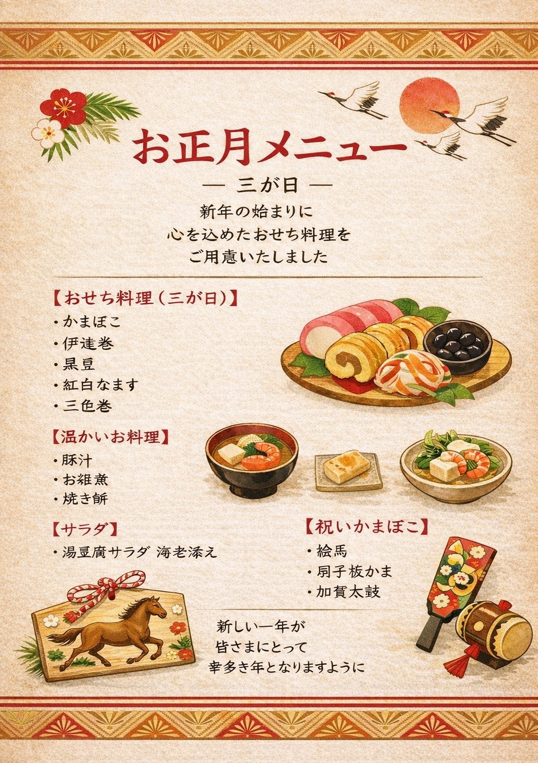 お正月の朝食メニューのご案内！